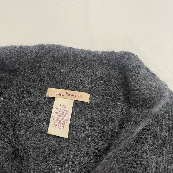 Free People Mohair Acrylic Dark Grey Cardigan Sweater Duster Size Large - Picture 2 of 7